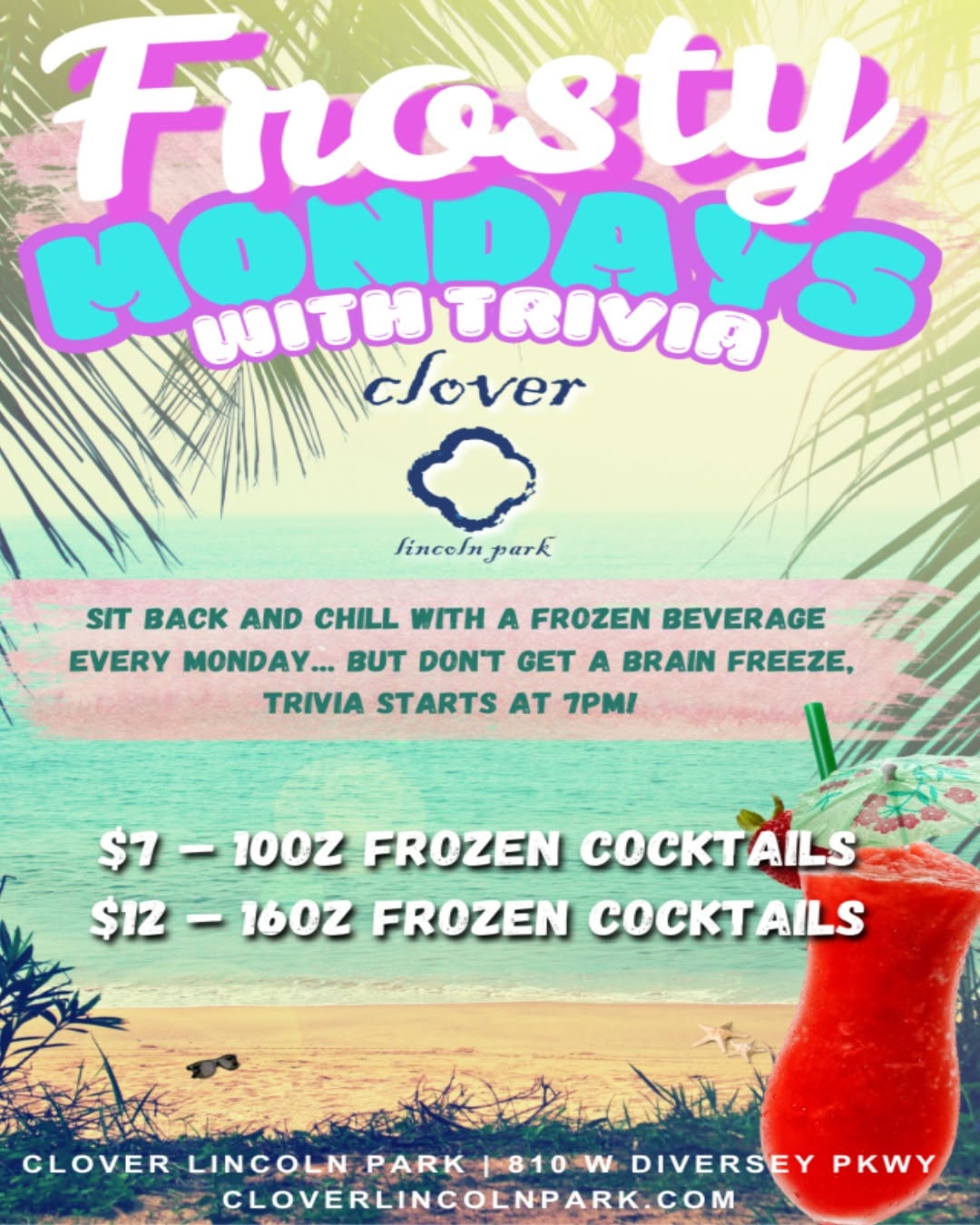 Frosty Mondays frozen cocktails at Clover Lincoln Park