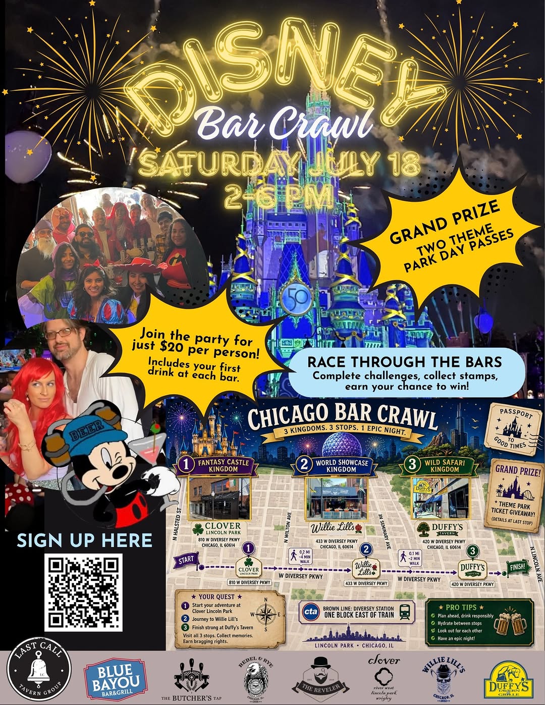 Disney Bar Crawl kickoff at Clover Lincoln Park