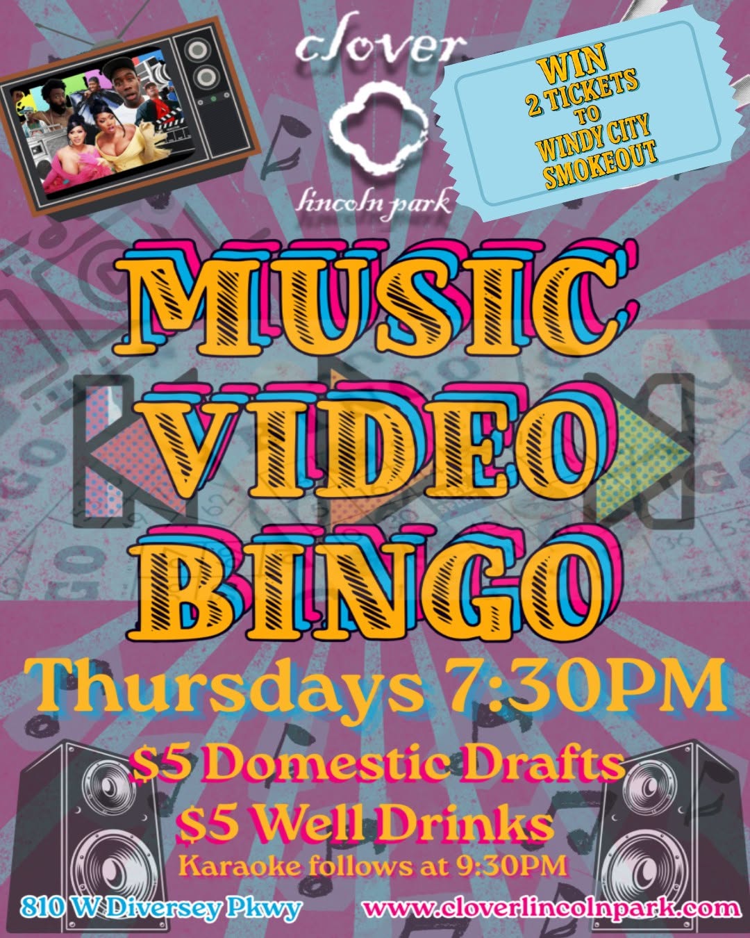 Music Video Bingo night at Clover Lincoln Park